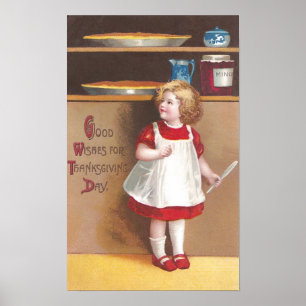 Poster Thanksgiving de cru de tartes de fille et de