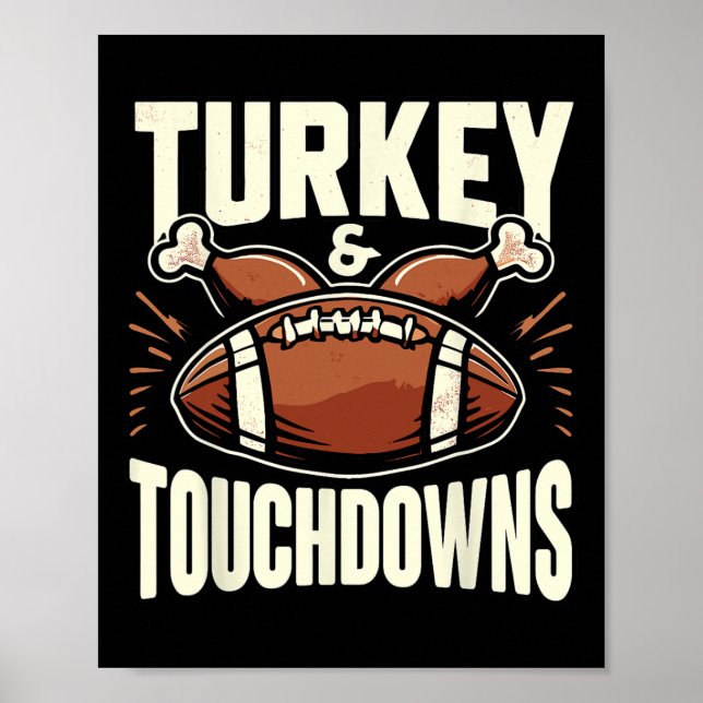 Poster Thanksgiving Football Turquie Et Touchdowns Footba (Devant)