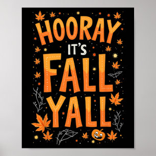 Poster Thanksgiving Halloween Hooray Son Automne Y'all Fa