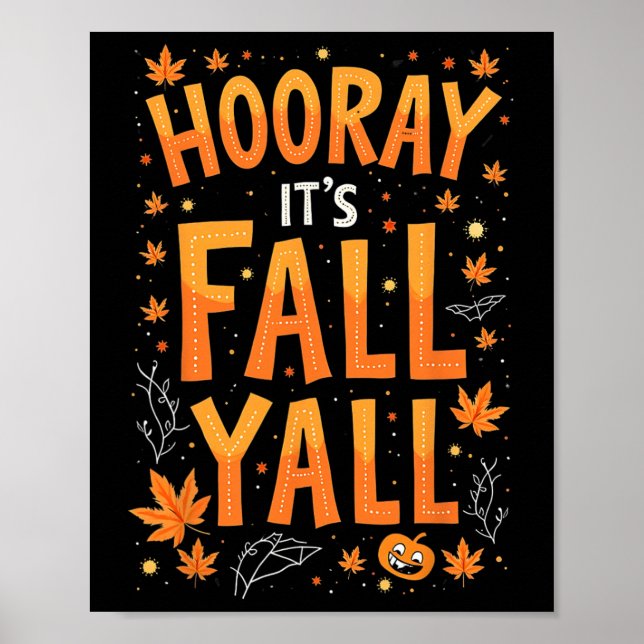 Poster Thanksgiving Halloween Hooray Son Automne Y'all Fa (Devant)