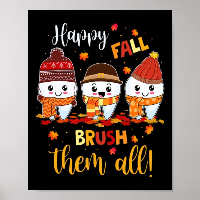 Poster Thanksgiving Happy Fall Brush Eux Tous Dental Dent (Devant)