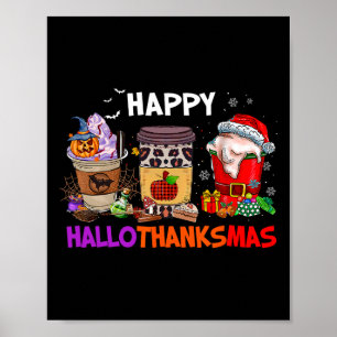 Poster Thanksgiving Noël Joyeux Hallothanksmas Café