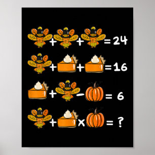 Poster Thanksgiving Ordre des opérations Math Quiz de l'e