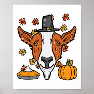 Poster Thanksgiving Pilgrim Chèvre drôle Automne Automne