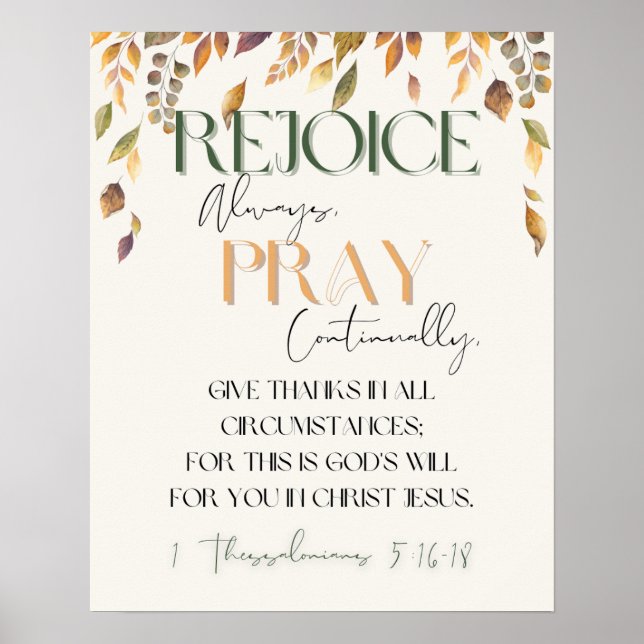 Poster Thanksgiving Scripture Wall Art 1 Thessaloniens 5 (Devant)