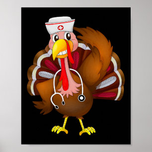 Poster Thanksgiving Scrub Tops Femmes Turquie Infirmière