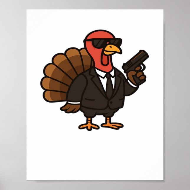 Poster Thanksgiving Secret Agent Turkey Classic T-Shirt (Devant)