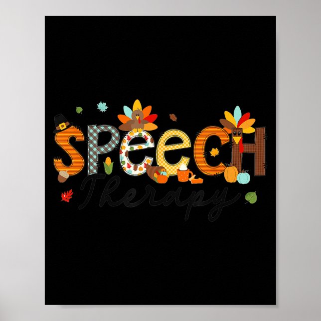 Poster Thanksgiving Speech Therapy Thankful Slp Turkey Sp (Devant)