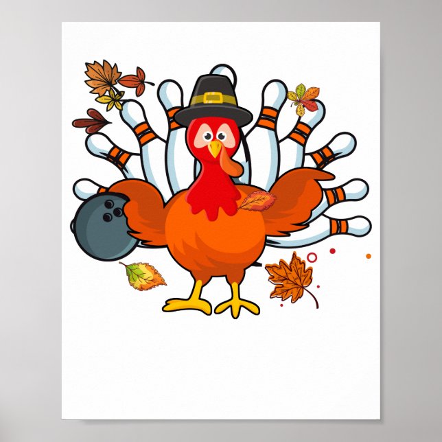 Poster Thanksgiving Turkey Bowling Ball (Devant)