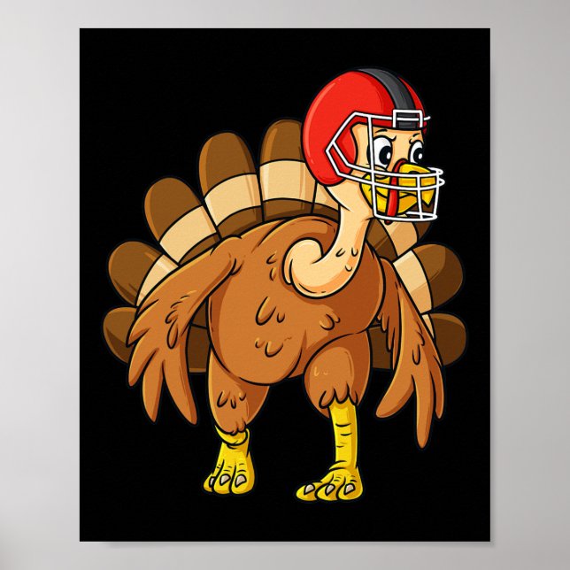 Poster Thanksgiving Turkey Defensive End Football Boys Ki (Devant)