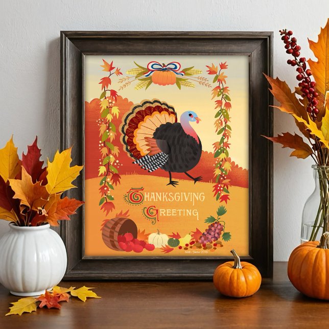 Poster Thanksgiving Turkey Fall Harvest Art Print (Créateur téléchargé)