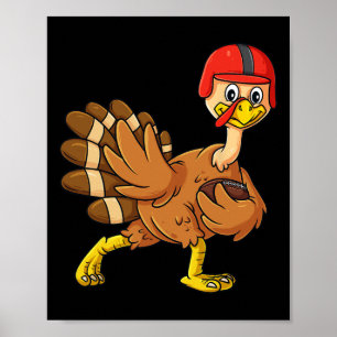 Poster Thanksgiving Turkey Football Player Trophy Award P