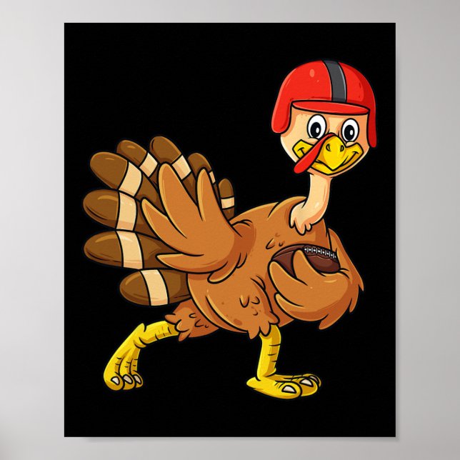 Poster Thanksgiving Turkey Football Player Trophy Award P (Devant)