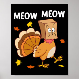 Poster Thanksgiving Turquie Chat Meow Drôle Hommes Femmes