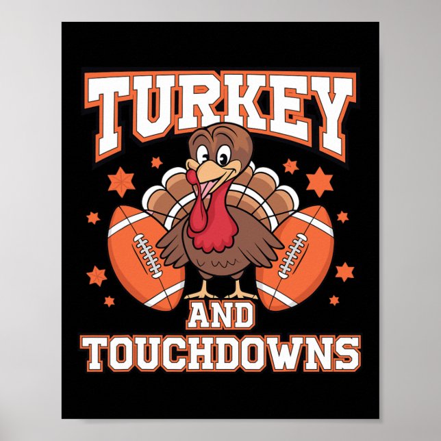 Poster Thanksgiving Turquie Et Touchdowns Football Hommes (Devant)