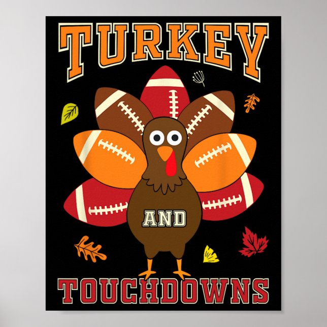 Poster Thanksgiving Turquie Et Touchdowns Football Hommes (Devant)