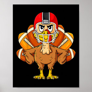 Poster Thanksgiving Turquie Football Joueur Amusants garç