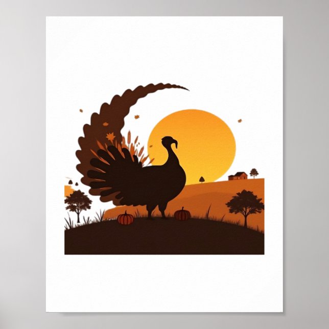 Poster Thanksgiving Turquie Silhouette - Sunset Harvest S (Devant)