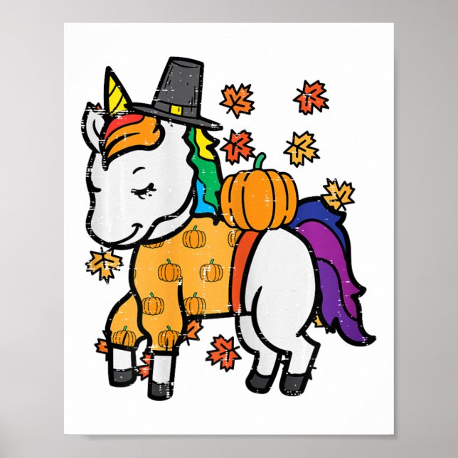 Poster Thanksgiving Unicorn mignonne Fall Girls Toddler (Devant)