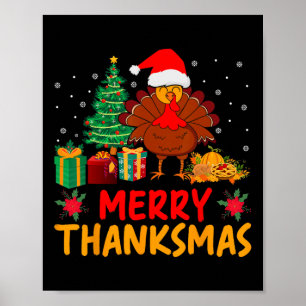 Poster Thanksmas Noël Thanksgiving Turquie Père Noël