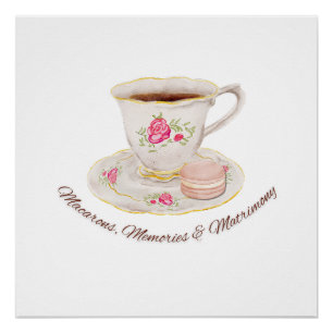 Poster Thé à la fête élégante Mariage Shower Enterrement 