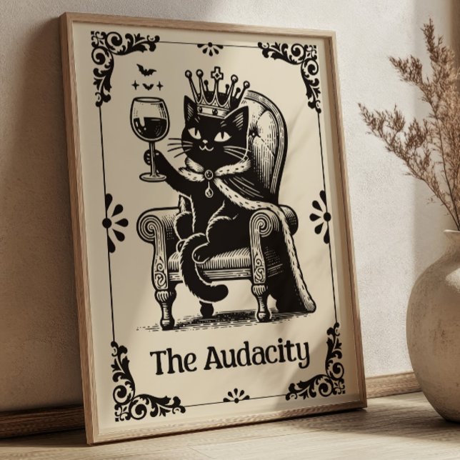 Poster The Audacity Black Cat Funny Tarot Card Art (Créateur téléchargé)