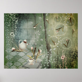 Poster Thé aux tulipes
