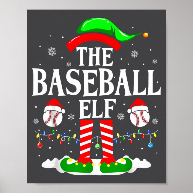 Poster The Baseball Elf Funny Christmas Srt Lovers Xmas E (Devant)