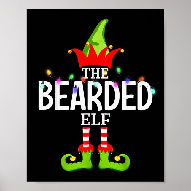 Poster The Bearded Elf Christmas Matching Pajamas  (Devant)