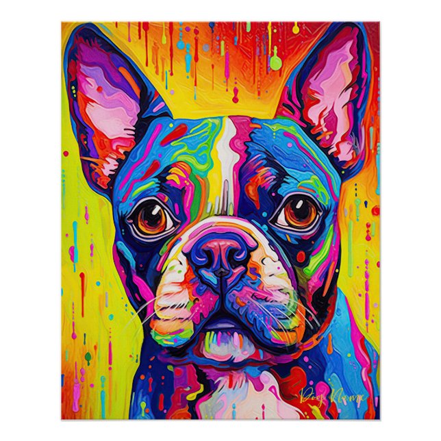 Poster The Boston Terrier Dog 001 - Zetton Ziana (Devant)