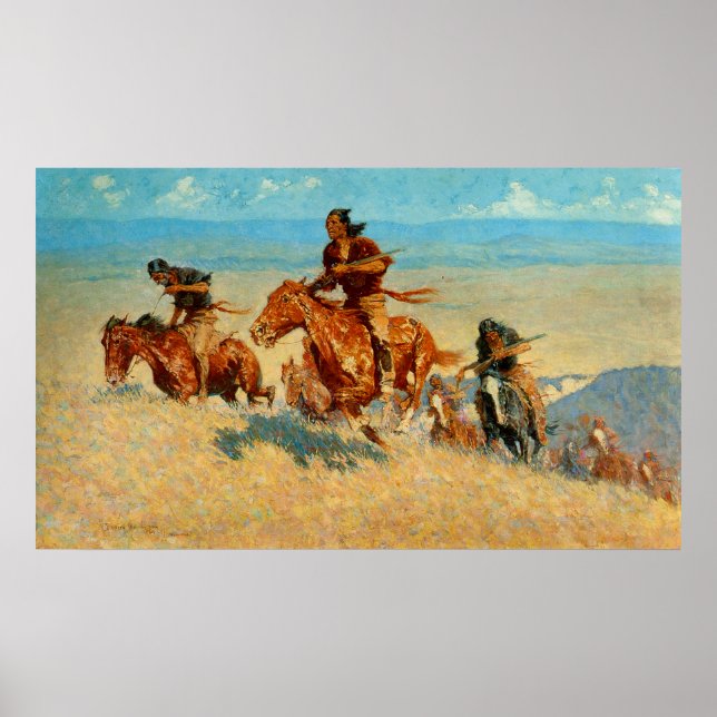 Poster The Buffalo Runners de Frederic Remington (1909) (Devant)