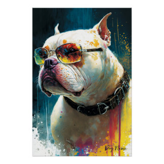Poster The Bulldog With Sunglasses - Composition 008