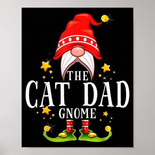 Poster The Cat Dad Gnome Christmas Matching For Men Women (Devant)