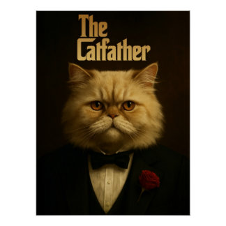Poster The Catfather - Persian Cat Godfather Parody Art