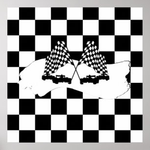 Poster The Checker Flag and Race Cars