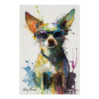 Poster The Chihuahua Dog With Sunglasses - Composition007