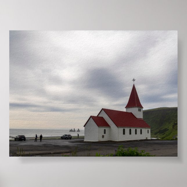 Poster The church o Vik in Iceland (Devant)