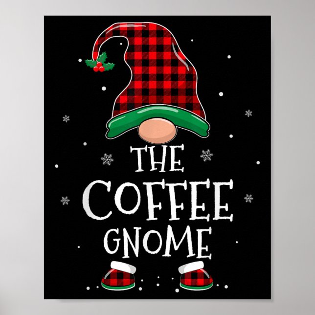 Poster The Coffee Gnome Xmas Family Matching Plaid Christ (Devant)