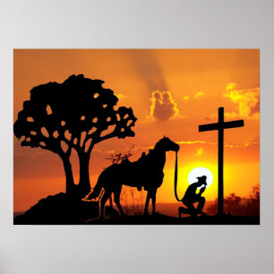 Poster The Cowboy at the Cross Western Christian Art