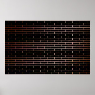 Poster The dark black brick wall has a rough surface as a