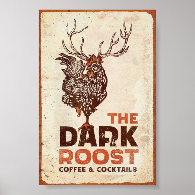 Poster "The Dark Roost Coffee & Cocktails" Art Cool (Devant)