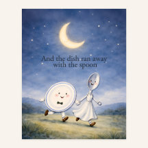 The Dish Ran Away with the Spoon Nursery Rhyme Art