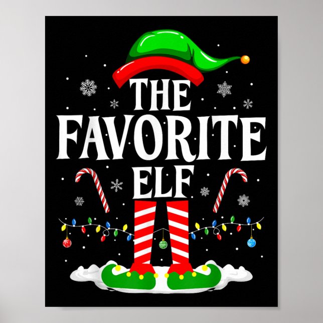 Poster The Favorite Elf Funny Xmas Matching Family Christ (Devant)