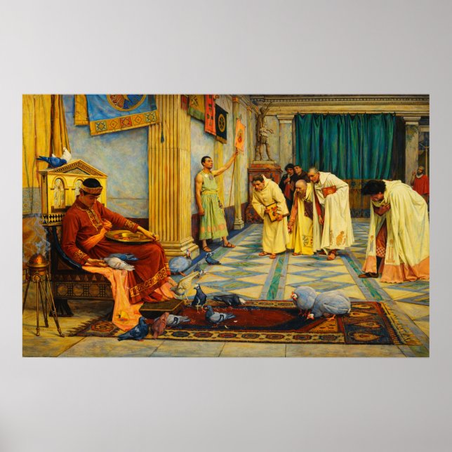 Poster The favourites of Emperor Honorius by Waterhouse (Devant)