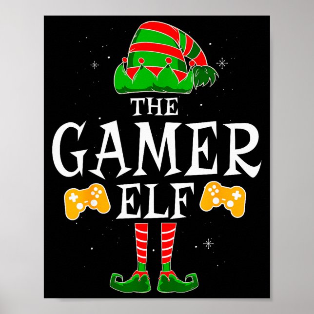 Poster The Gamer Elf Group Matching Family Christmas Holi (Devant)
