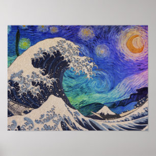 Poster The Great Wave Starry Night