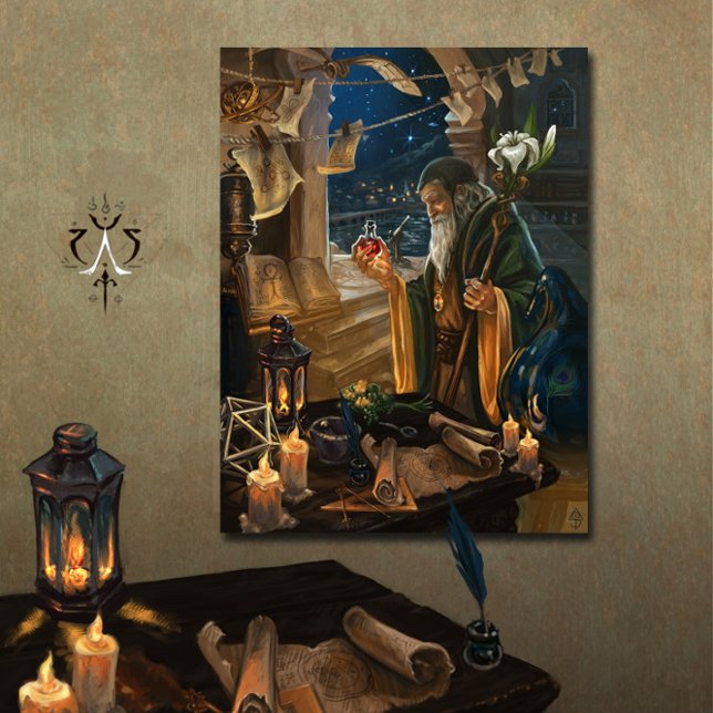 Poster The Hermit card illustration - alchemy art (Créateur téléchargé)
