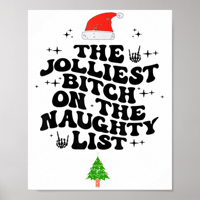 Poster The Jolliest On The Naughty List Funny Christmas  (Devant)