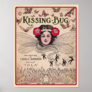 Poster The Kissing Bug 1909 Ragtime Sheet Music