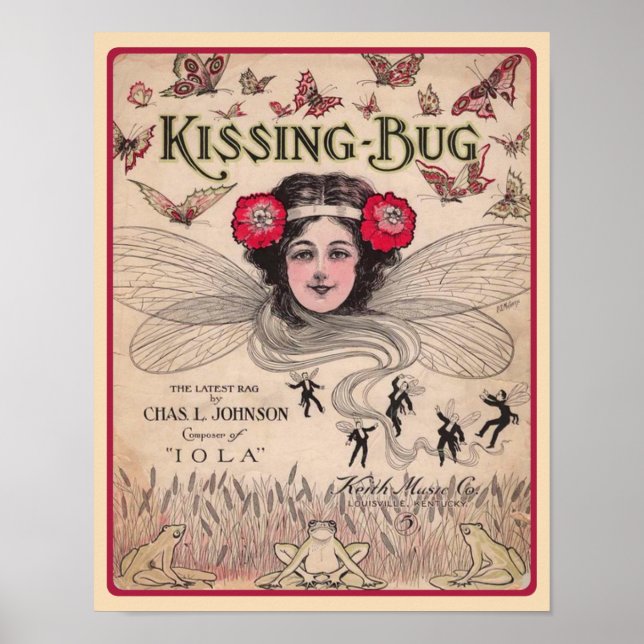 Poster The Kissing Bug 1909 Ragtime Sheet Music (Devant)